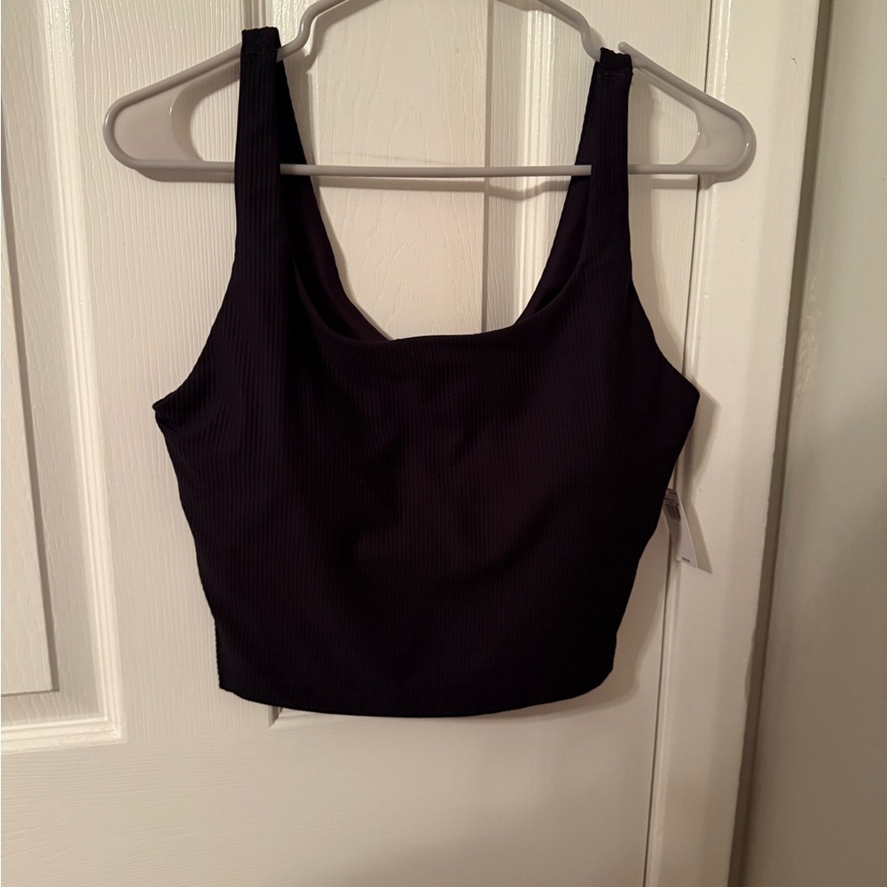 Black Ribbed Crop Top